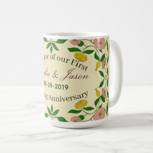 Caneca De Café Casais Personalizados 1rua Aniversário de Casament