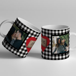 Caneca De Café Casais personalizados 2 iniciais Namorados de cora