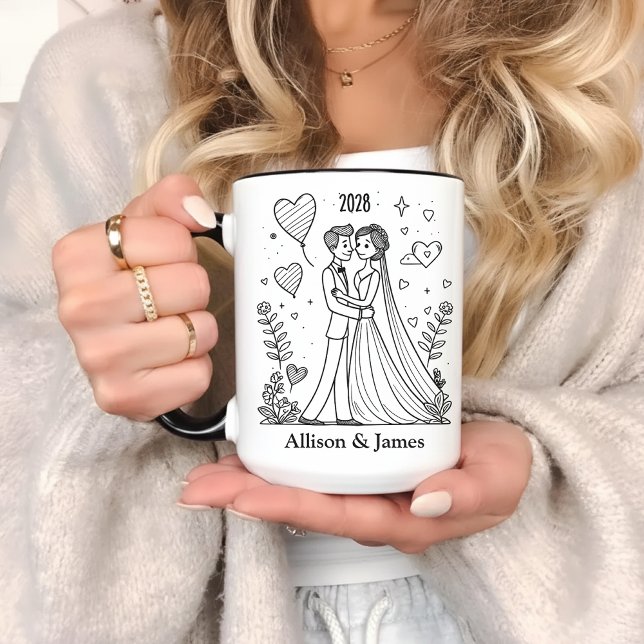 Caneca de Café Casais Personalizados Presente para (Wedding Coffee Cups for Couples Personalized Gift, Bachelorette Party Mug Gift for Newlywed Couples)
