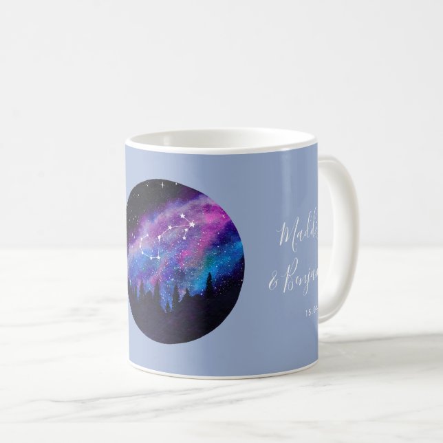 Caneca De Café Casais Personalizados Zodiac Oferece Qualquer Horo (Frente Esquerda)