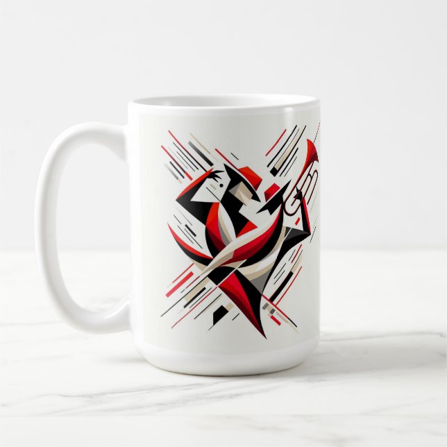 Caneca De Café Casal Abstrato de Trombone de Jazz (Esquerda)