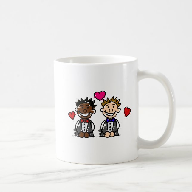Caneca De Café Casal alegre Bi-Racial (Direita)