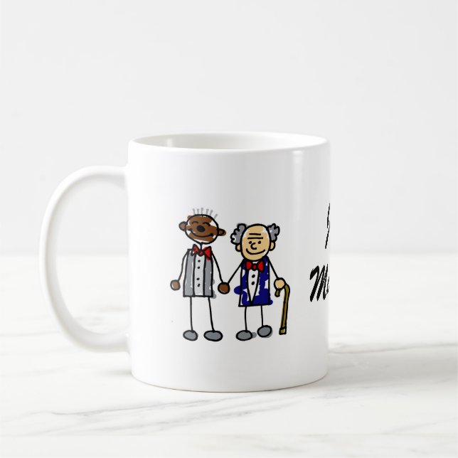 Caneca De Café Casal alegre inter-racial idoso (Esquerda)