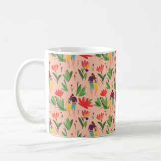 Caneca De Café casal apaixonado anda entre flores