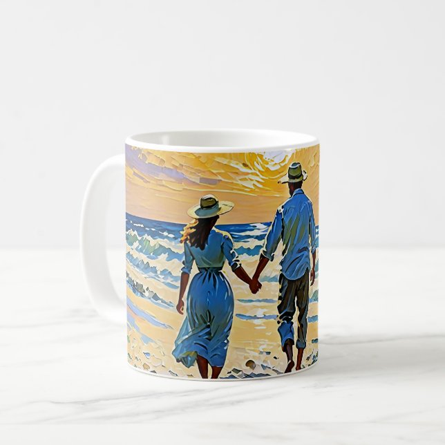 Caneca De Café Casal apaixonado na praia - Coffee Mug (Frente Esquerda)