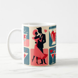 Caneca De Café Casal Dançando no Dia dos Namorados em Estilo Mode
