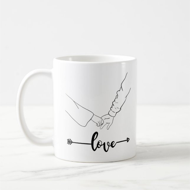 Caneca De Café Casal de Amor Ilustrativo Preto e Branco (Esquerda)