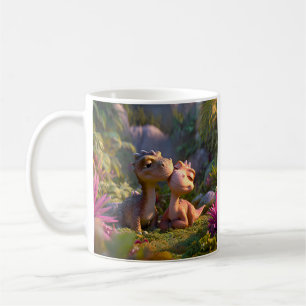 Caneca De Café Casal de Bebês Dinossauros Adoráveis