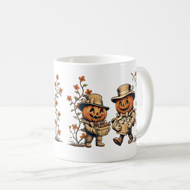 Caneca De Café Casal de Bompkin Spooktacular Halloween (Frente Esquerda)
