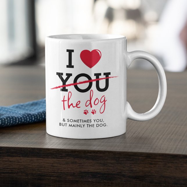 Caneca De Café Casal de Cão Eu Amo Engraçado (Criador carregado)