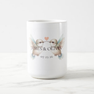 Caneca De Café Casal de Casamento de Beija-Pássaros