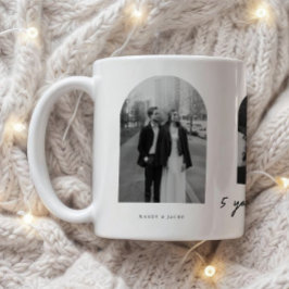 Caneca De Café Casal de Casamento Moderno de 5 Anos de Aniversári