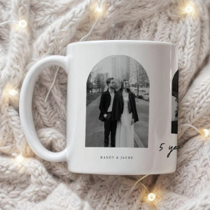 Caneca De Café Casal de Casamento Moderno de 5 Anos de Aniversári