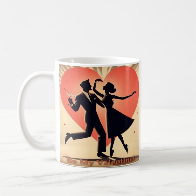 Caneca De Café Casal de dança de Namorados moderno do meio século (Esquerda)