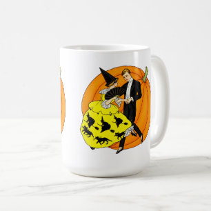 Caneca De Café Casal de Dança Vintage de Halloween Abóbora