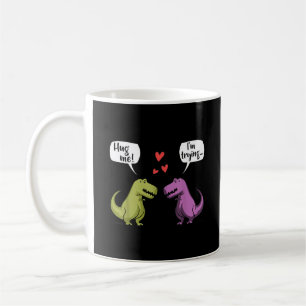 Caneca De Café Casal de Dinossauros T-Rex Me Abraça Dia dos Namor