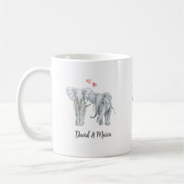 Caneca De Café Casal de Elefantes Apaixonados