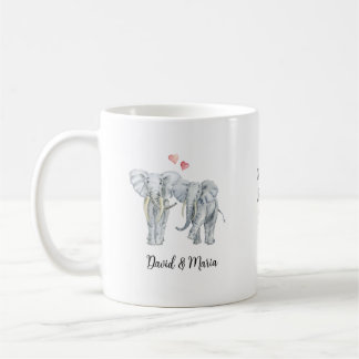 Caneca De Café Casal de Elefantes Apaixonados