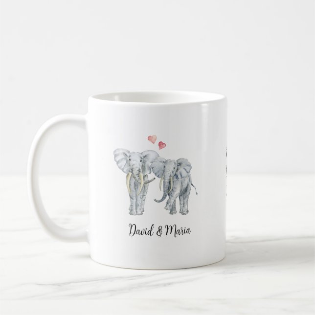 Caneca De Café Casal de Elefantes Apaixonados (Esquerda)