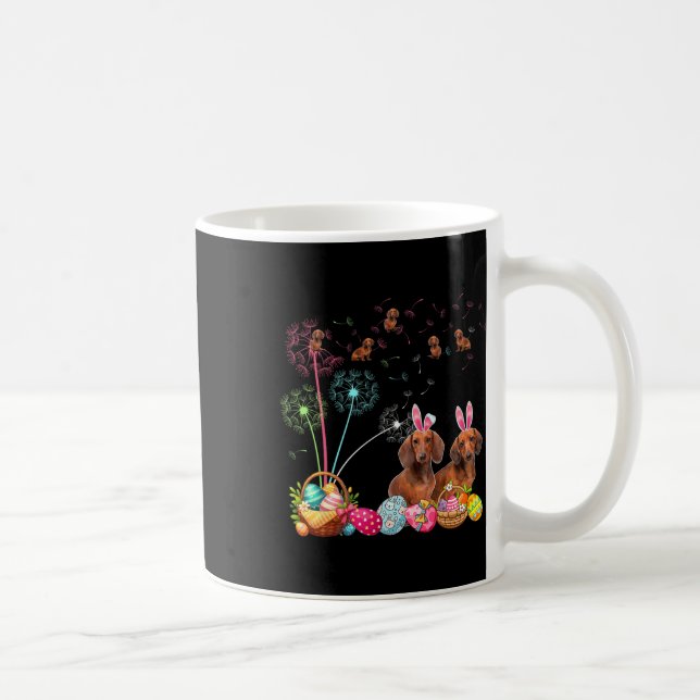 Caneca De Café Casal de esquadrão Bunny Dachshances Dandelions Hu (Direita)