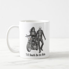Caneca De Café Casal de esqueleto Biker