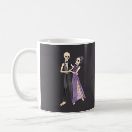 Caneca De Café Casal de Esqueleto Dançando em um 