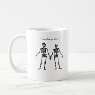 Caneca De Café Casal de esqueleto gótico (branco) clássico