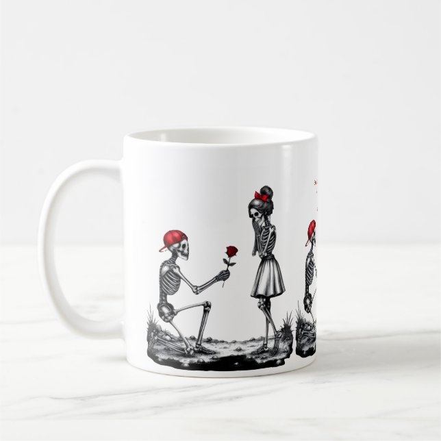 Caneca De Café Casal de Esqueletos Amor Nunca Desvanece (Esquerda)