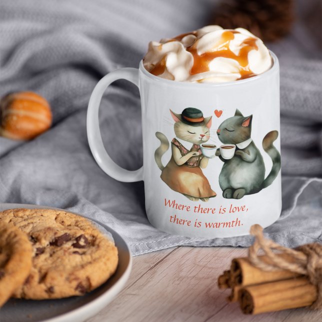 Caneca De Café Casal de Gatos (Cute Cat Valentine Mug
)