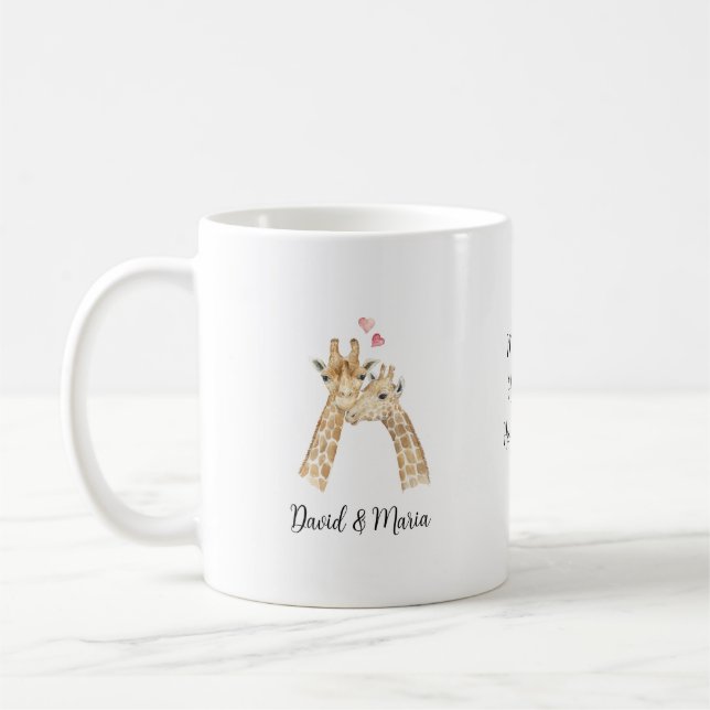 Caneca De Café Casal de Girafas Apaixonados (Esquerda)