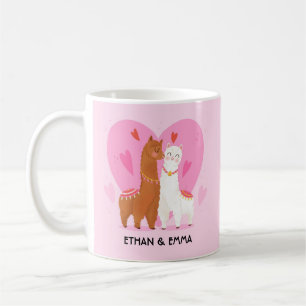Caneca De Café Casal de lhama fofo Dia dos Namorados Personalizad