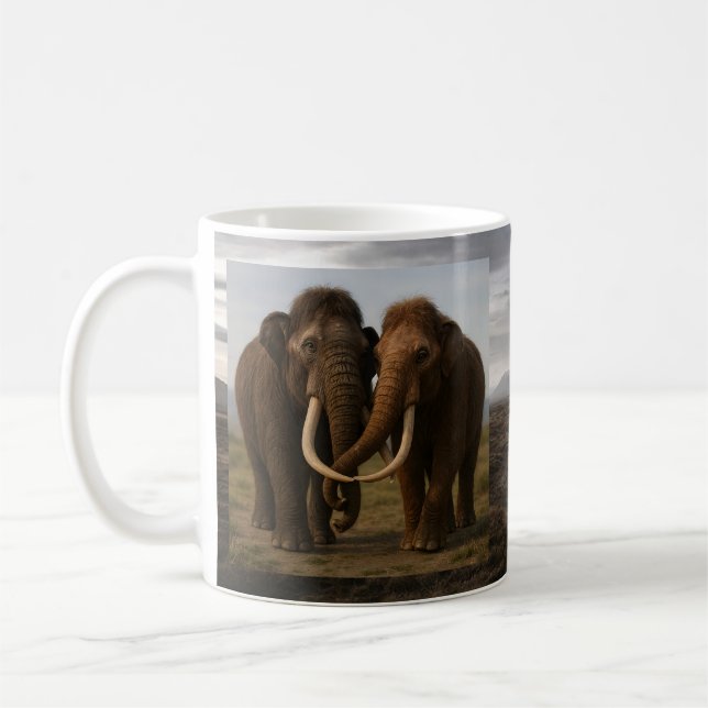 Caneca De Café Casal de Mamutes Apaixonados (Esquerda)