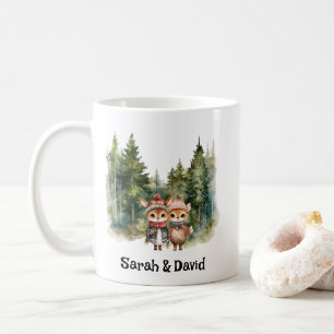 Caneca De Café Casal de Natal de Nova Arte Branca Preta