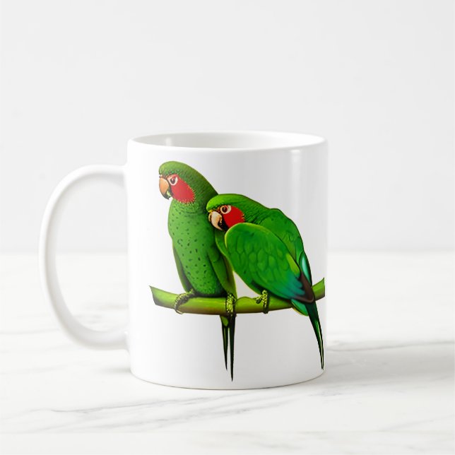 Caneca De Café Casal de papagaio verde e vermelho (Esquerda)