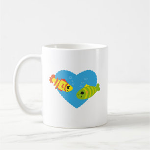 Caneca De Café Casal de Peixes Fofos no Aquário de Dia dos Namora