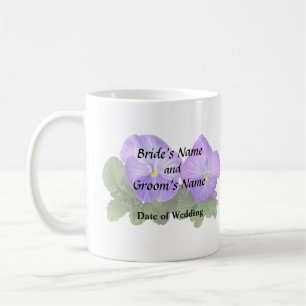 Caneca De Café Casal de Pensie Branco e Roxo Claro