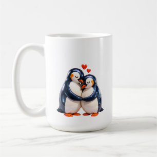 Caneca De Café Casal de pinguins fofo romance animal