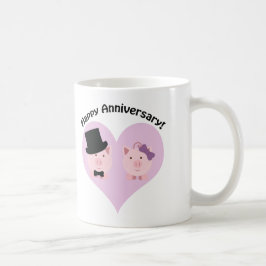 Caneca De Café Casal de Porcos Feliz Aniversário