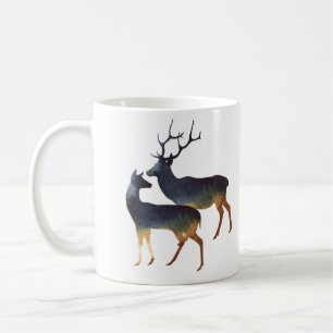 Caneca De Café Casal de Veado de Aquarela com Nomes