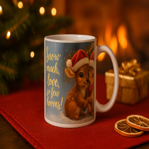 Caneca De Café Casal de Veados de Natal sob as Luzes Aconchegante