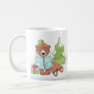 Caneca De Café Casal do Urso de Teddy de Natal com Presente