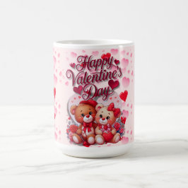 Caneca De Café Casal do Urso de Teddy feliz dia de os namorados A
