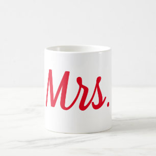 Caneca De Café Casal Esposa Monograma Vermelho Personalizado