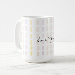 Caneca De Café Casal Feliz Padrão Geométrico de Aquarela