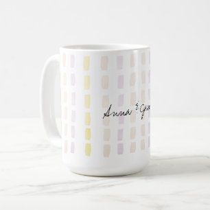 Caneca De Café Casal Feliz Padrão Geométrico de Aquarela