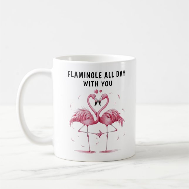 Caneca De Café Casal Flamingo (Esquerda)