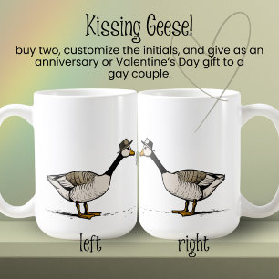 Caneca De Café Casal Gay de Iniciais Personalizadas de Ganso Beij