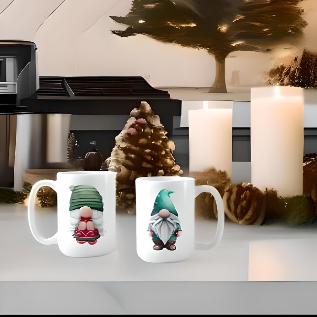 Caneca De Café Casal Gnome de Natal de Namorados Personalizado Sw (Criador carregado)