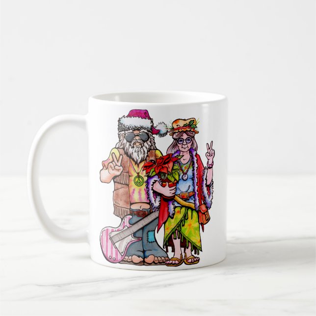 Caneca De Café Casal Hippie Papai Noel (Esquerda)