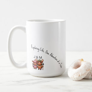 Caneca De Café Casal Kawaii Moose Cute Caminhando